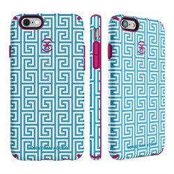Чехол-накладка Speck CandyShell Inked для iPhone 6/6s - JONATHAN ADLER Edition Aqua Greek Key/Lipstick Pink - фото 10126