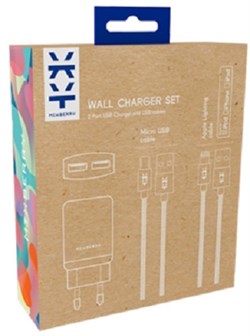 Сетевое зарядное устройство Mixberry 3.4A 2USB + 2 кабеля (Цвет: Белый) - фото 15796