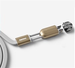 Кабель Remax USB - Lightning/MicroUSB Same Time 100 см. (Цвет: Розовый) - фото 16190