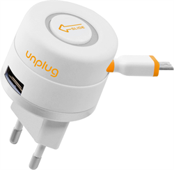 Адаптер сетевой Unplug с кабелем microUSB 1A (Цвет: Белый) - фото 16734
