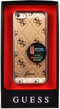Чехол-накладка Guess Transparent для iPhone 5/5s/SE Hard TPU Gold (Цвет: Золотой) - фото 16978