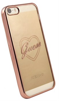 Чехол-накладка Guess для iPhone SE/5S SIGNATURE HEART Hard TPU Rose gold (Цвет: Розовое золото) - фото 16994