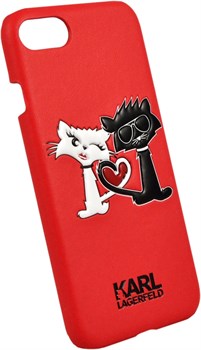 Чехол-накладка Lagerfeld iPhone 7/8 Choupette in love  Hard PU, цвет «красный» (KLHCP7CL1RE) - фото 18038