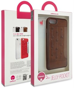Набор из двух чехлов-накладок Ozaki Jelly и Ozaki Pocket для iPhone 7/8  «Цвет: Jelly прозрачный/Pocket коричневый» (OC722BC) - фото 18438