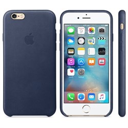 Оригинальный кожаный чехол-накладка Apple для iPhone 6/6s цвет «Темно-синий» (MKXU2ZM/A) - фото 19386