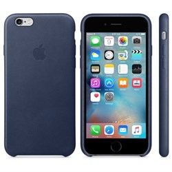 Оригинальный кожаный чехол-накладка Apple для iPhone 6/6s цвет «Темно-синий» (MKXU2ZM/A) - фото 19387