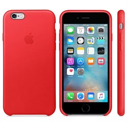 Оригинальный кожаный чехол-накладка Apple для iPhone 6/6s цвет «красный» (MKXX2ZM/A) - фото 19713