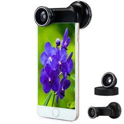 Объектив-линза Lieqi набор 3 в 1:  Fisheye, Макро ( macro ) объектив,широкоугольная линза для iPhone 6 Цвет: Чёрный (LQ-019) - фото 20328