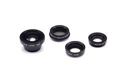 Объектив-линза Lieqi набор 4 в 1: Поляризационная линза, Макро линза, Fisheye, Широкоформатная линза. Цвет: Чёрный (LQ-008) - фото 20609
