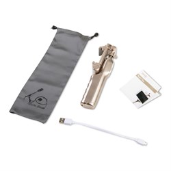 Монопод Noosy Night Sky Selfie Stick LED Light and Back Mirror (LED подсветка, зеркало, цвет "золото") - BR13 - фото 22429