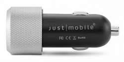 Адаптер питания автомобильный Just Mobile Highway с двумя USB, 2.4 (цвет черный/серый) - фото 22792