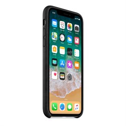 Оригинальный кожаный чехол-накладка Apple для iPhone X, цвет черный  (MQTD2ZM/A) - фото 22951