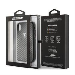 Чехол-Накладка Ferrari iPhone X/XS Heritage Real carbon Hard "Black" (FEHCAHCPXBK) - фото 24932