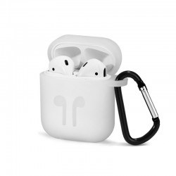 Чехол для AirPods силиконовый с карабином, Белый - фото 25375