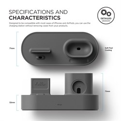 Док-станция Elago для AirPods 3-in-1 Charging hub (Серый) (EST-TRIO-DGY) - фото 25657