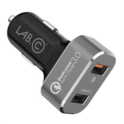 Автомобильное зарядное устройство LAB.C Dual Quick Car Charger. 2 USB разьема. Сила тока2,4А. Цвет: серый космос - фото 25716