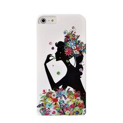 Пластиковый чехол со стразами Flowers Girl White для iPhone 5/5s