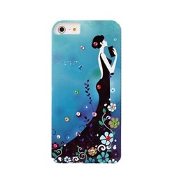Пластиковый чехол со стразами Flowers Girl Blue для iPhone 5/5s