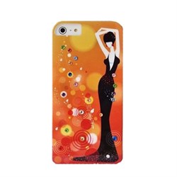 Пластиковый чехол со стразами Flowers Girl Orange для iPhone 5
