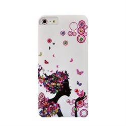 Пластиковый чехол со стразами Flowers Girl Bubles для iPhone 5/5s