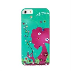 Пластиковый чехол со стразами Flowers Girl Green для iPhone 5/5s