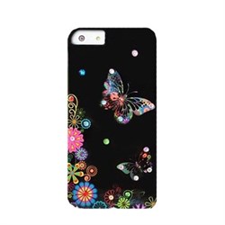 Пластиковый чехол со стразами Butterflys Black для iPhone 5
