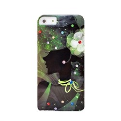 Пластиковый чехол со стразами Girl Dark Green для iPhone 5/5s