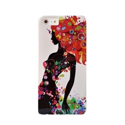 Пластиковый чехол со стразами Girl Flowers Orange для iPhone 5/5s