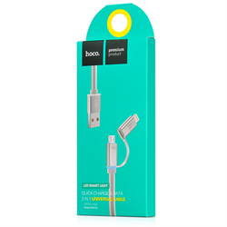 Кабель для iPhone/ iPad HOCO Lightning-USB + MicroUSB Data Jelly Metal 120cм - фото 7280