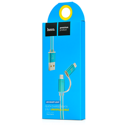 Кабель для iPhone/ iPad HOCO Lightning-USB + MicroUSB Data Jelly Metal 120cм - фото 7286