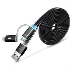 Кабель для iPhone/ iPad HOCO Lightning-USB + MicroUSB Data Jelly Metal 120cм - фото 7288