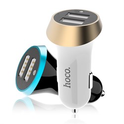 Адаптер питания автомобильный Hoco UC202 2.4А 2USB  - фото 7952
