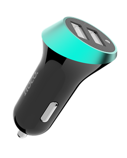 Адаптер питания автомобильный Hoco UC202 2.4А 2USB  - фото 7970