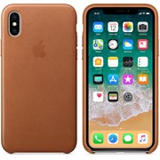 Оригинальный кожаный чехол-накладка Apple для iPhone X, цвет золотисто-коричневый  (MQTA2ZM/A)