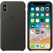 Оригинальный кожаный чехол-накладка Apple для iPhone X, цвет угольно-серый (MQTF2ZM/A)