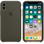 Оригинальный силиконовый чехол-накладка Apple для iPhone X, цвет тёмно-оливковый  (MR522ZM/A)