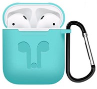 Чехол для AirPods силиконовый с карабином, Бирюзовый